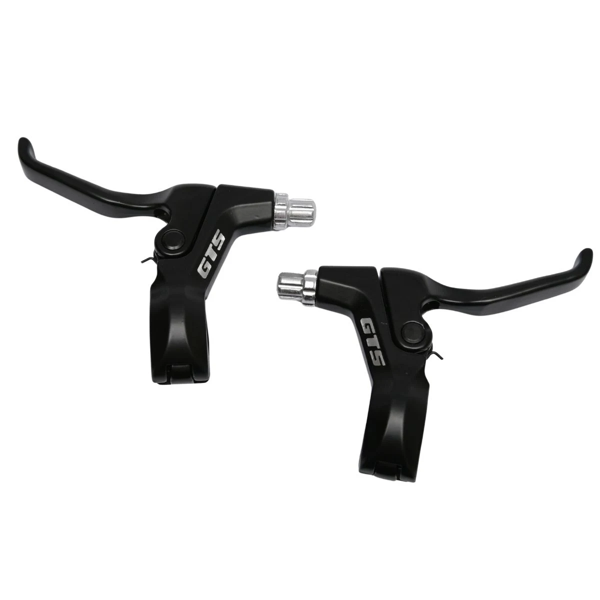 Par de manetes de freio V-brake GTS FG-128 em alumínio preto, esquerda e direita, com regulador de cabo